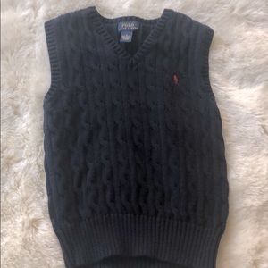 Boys navy POLO cable sweater vest, Sz 6